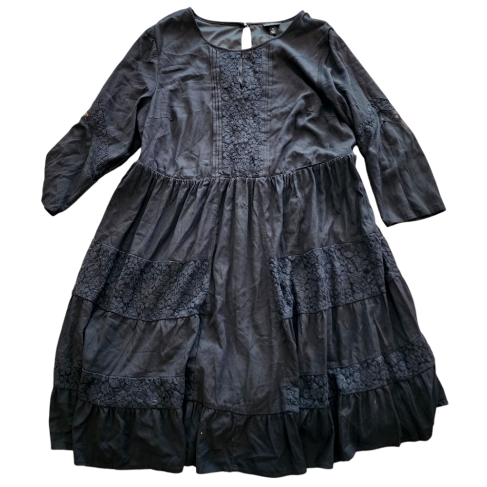 Torrid 1 Black Lace Mini Dress - boho